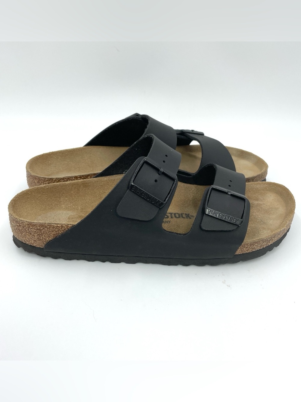 Birkenstock Arizona Birko Flor Two Strap Sandal Black Men’s Sz 9 Women’s Sz 11